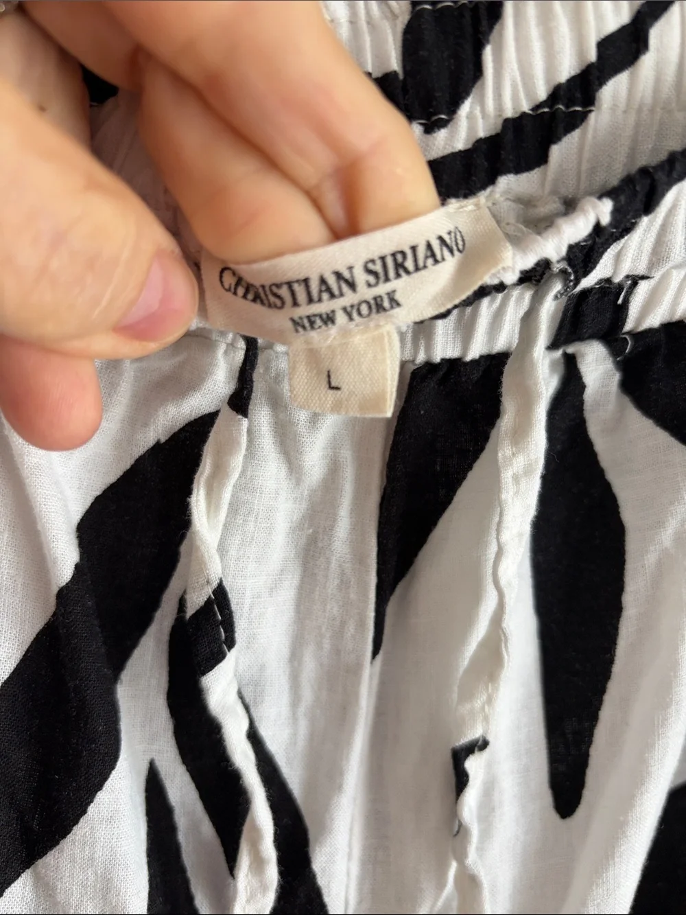 Christian Siriano Black & White Tropical Print Elastic Waist Pants - Picture 3 of 7